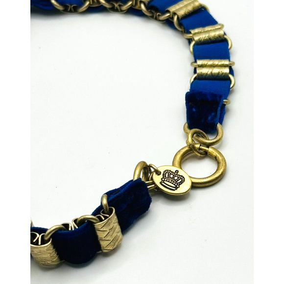 Juicy Couture Rhinestone Velvet Weave Multi Strand Gold Tone Statement Necklace - Picture 7 of 7